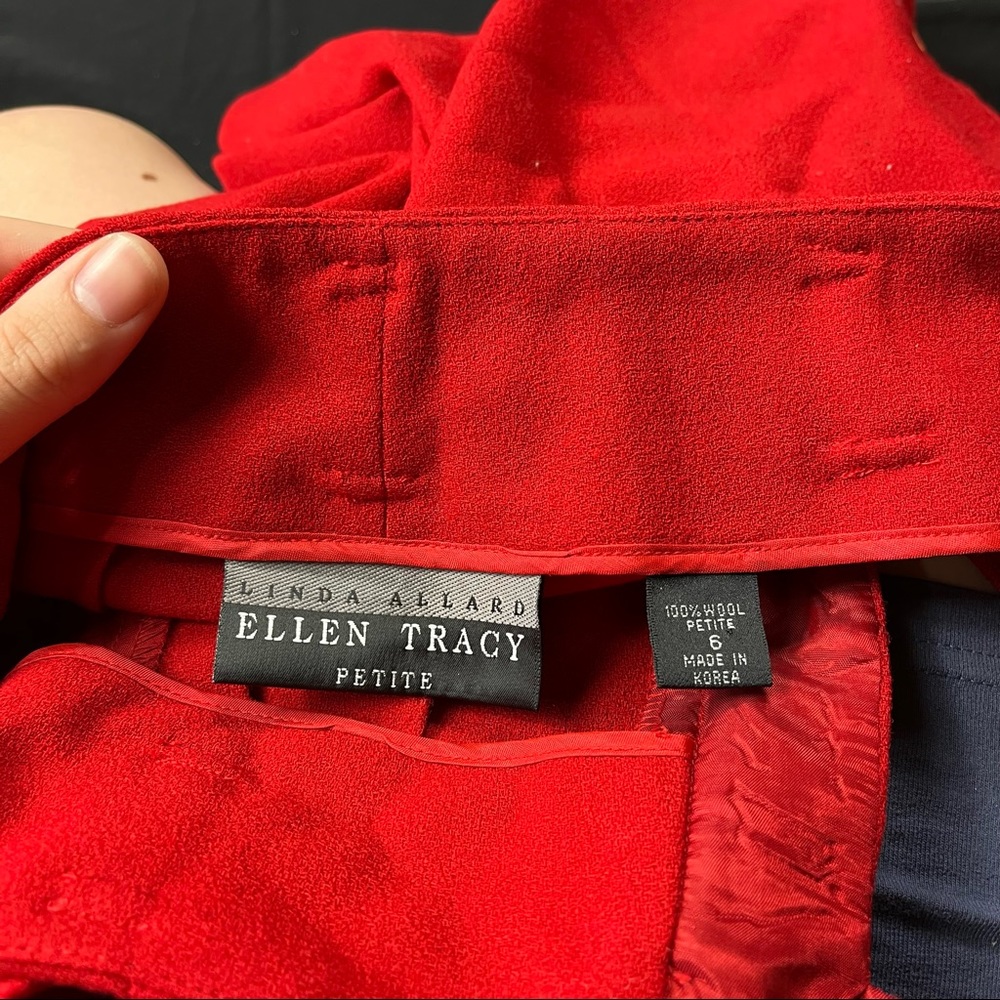 Ellen Tracy red high waisted pleated trousers size 6P - Picture 6 of 9